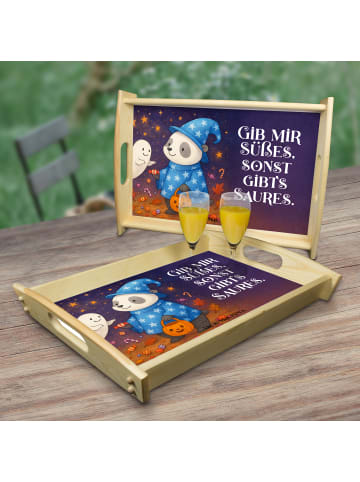 Mr. & Mrs. Panda Dekotablett Panda Zauberer Design mit Spruch in Weiß