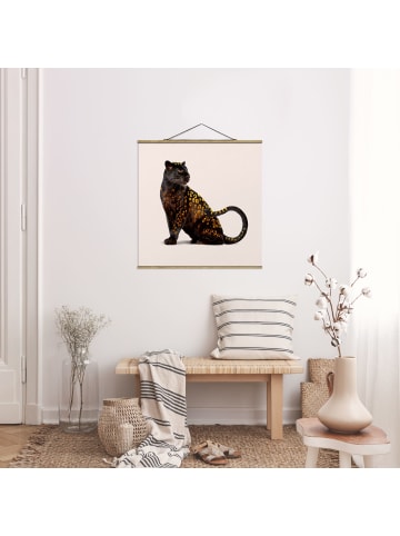 WALLART Stoffbild - Jonas Loose - Goldener Panther in Creme-Beige