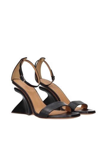 Off-White Schwarz Leder Stiletto Absatz Sandalen