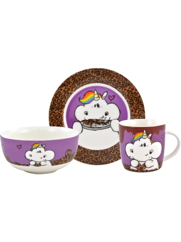 Pummeleinhorn Pummel & Friends Frühstücksset Pummeleinhorn Teller Schale Tasse in Mehrfarbig