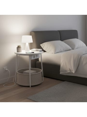 VASAGLE Beistelltisch Lilea in Mattweiß-Beige - (B)45 x (H)50 x (T)45 cm