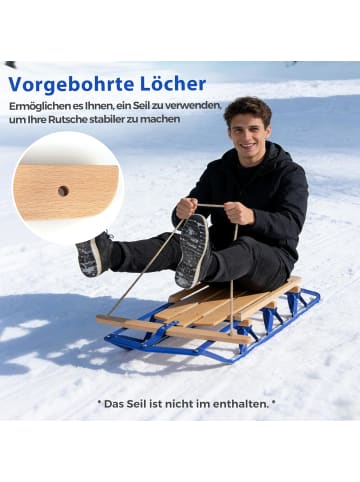 COSTWAY Holzschlitten 137cm ab 5 Jahren in Blau