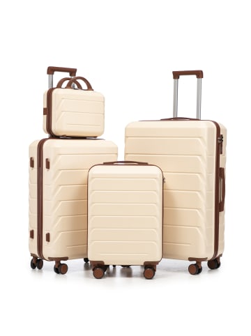 ABRIHOME Kofferset in Beige 4-teilig mit Kosmetiktasche