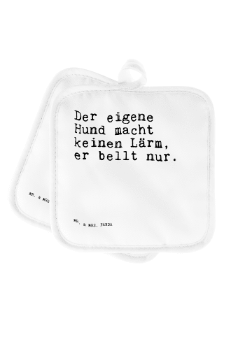 Mr. & Mrs. Panda 2er Set Topflappen Der eigene Hund macht... mi... in Weiß