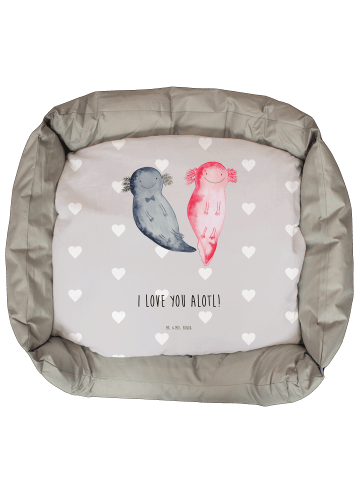 Mr. & Mrs. Panda Welpenbett Axolotl Liebe mit Spruch in Grau Pastell