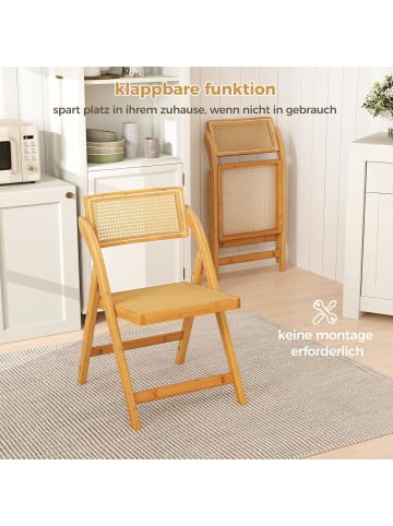 COSTWAY 2er Set Klappstühle im Boho-Stil in Hellbraun
