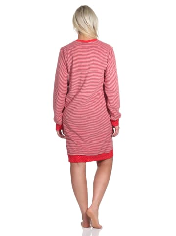 NORMANN Frottee Nachthemd Bündchen Tupfen und Ringeldesign - 76333 in Ringel