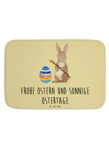 Mr. & Mrs. Panda Badezimmerteppich Hase Eier Malen mit Spruch in Gelb Pastell