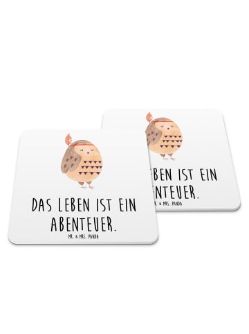 Mr. & Mrs. Panda Tischuntersetzer Eule Federschmuck mit Spruch in Weiß
