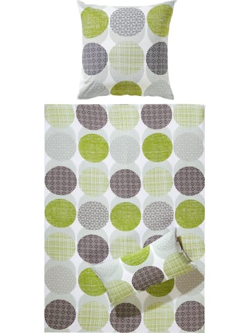 REDBEST Seersucker Bettwäsche in grün-anthrazit