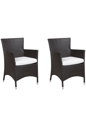 Beliani 4er-Set Sessel ITALY in Braun/Weiß