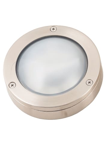 Licht-Erlebnisse Außen Wandlampe Ø 14 x (H)14 cm in Nickel matt