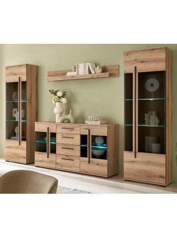 Furn.Design Wohnwand Evoke Eiche 4-teilig 290 cm, Wohnkombination mit Soft-Close