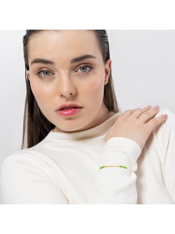 Luxenter Armband aus 925er Sterlingsilber und grünem Kristall, veredelt mit 18K Gelbgold