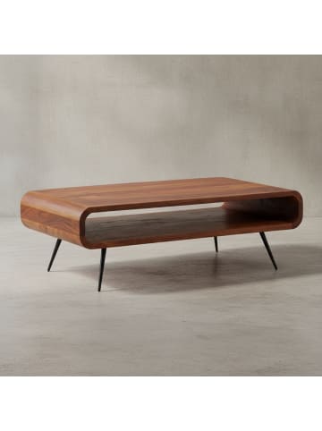 KADIMA DESIGN Massivholz Wohnzimmertisch, Modern & elegant, Sheeshamholz, Staufach