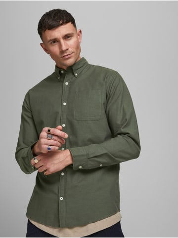 Jack & Jones Hemd Slim Fit mit Brusttasche JJEOXFORD in Grün