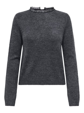 ONLY ONLTAMMY LS LACE MIX O-NECK BF KNT in Dark Grey Melange