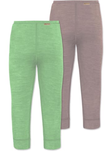 Normani Outdoor Sports 2er Pack Baby Merino Hose Tutira in Grün/Rosa