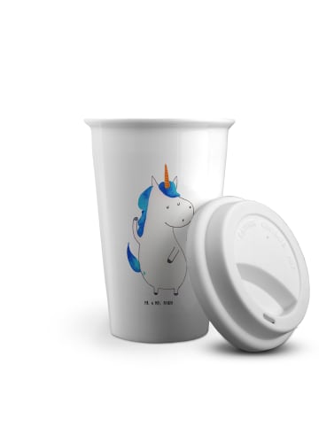Mr. & Mrs. Panda ToGo Kaffeebecher Einhorn Mann ohne Spruch in Weiß