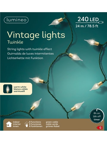 LUMINEO Lichterkette Vintage Lights Twinkle 240 LED 23,9 m in warm weiß