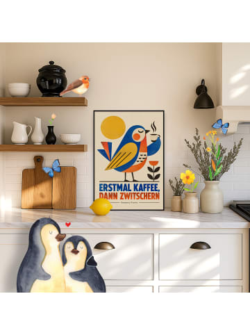 Mr. & Mrs. Panda Art Print Vogel humorvoll Design mit Spruch in Weiß