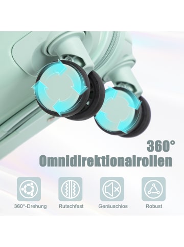 ABRIHOME Kofferset Hartschale mit Kosmetiktasche in Grün