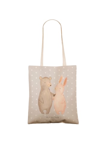 Mr. & Mrs. Panda Stofftasche Bär und Hase Umarmen ohne Spruch in Grau Pastell