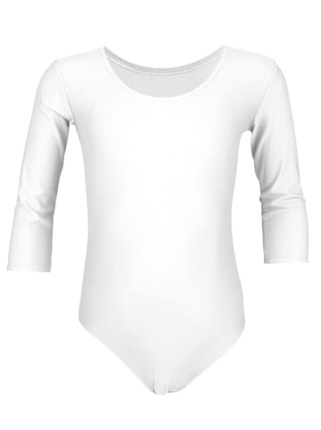 Aquarti Mädchen Ballett Trikot 3/4 Arm in weiß