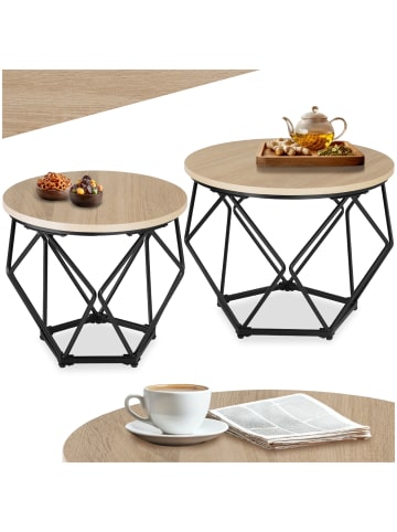 tectake 2er-Set Wohnzimmertisch, Industrial Style, Gestell in Diamantform