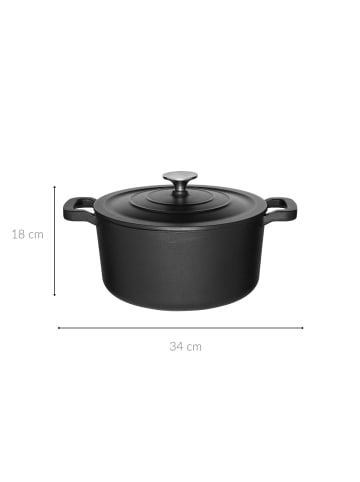 Maku Gusseisenkessel mit Deckel in Schwarz, Ø 24 cm