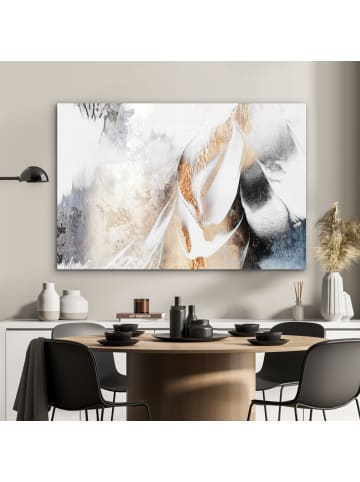 OnlyWow Metallbild Abstrakte Kunst weiß gold