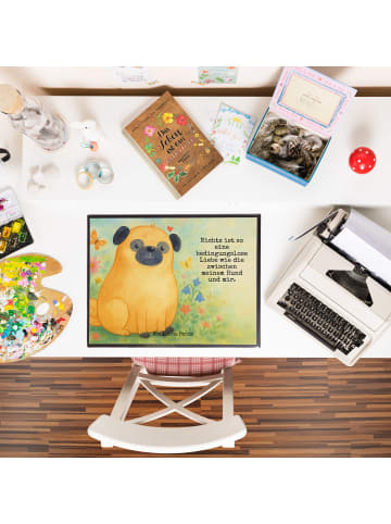 Mr. & Mrs. Panda Schreibtischauflage Mops Design mit Spruch in Weiß