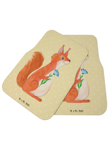 Mr. & Mrs. Panda Fußmatte Auto Eichhörnchen Blume ohne Spruch in Gelb Pastell