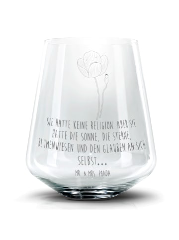Mr. & Mrs. Panda Glas Blume Mohnblume mit Spruch in Transparent