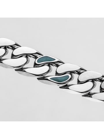 Holzkern Herrenarmband Edelstahl Bodyguards Türkis/Silberfarben