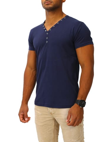 Joe Franks Joe Franks Joe Franks Herren Basic T-Shirt Kurzarm Druckknopf SMALL BUTTON in navy