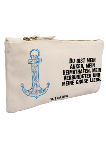 Mr. & Mrs. Panda Beauty Case Anker Blau mit Spruch in Weiß