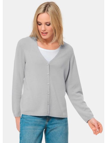 GOLDNER Kaschmirstrickjacke mit V-Ausschnitt Weiche Kaschmirstrickjacke mit V-Ausschnitt in silbergrau / melange