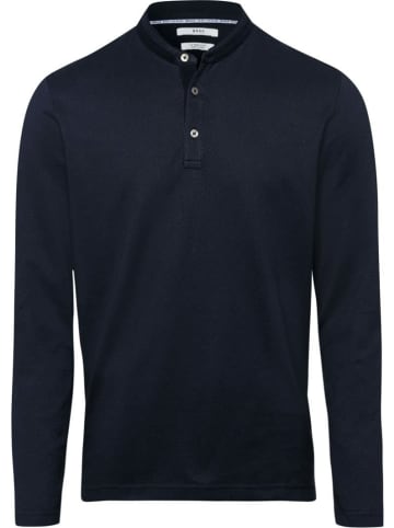 BRAX Knopfleisten Langarmshirt für Herren in marineblau