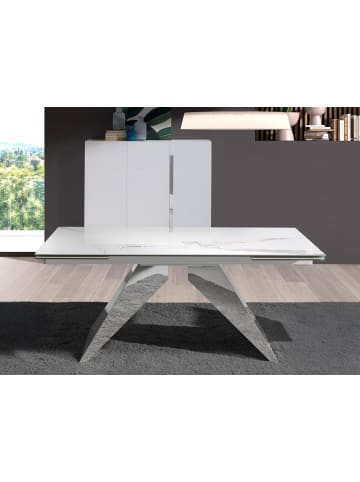 Angel Cerdá Ausziehbarer Esstisch 1116 in Weiß/Stahl – (B)160 x (T)90 x (H)76 cm