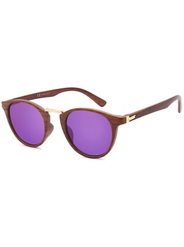 styleBREAKER Sonnenbrille in Braun-Gold / Lila verspiegelt