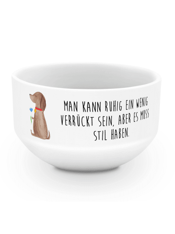 Mr. & Mrs. Panda Bowlschale Hund Blume mit Spruch in Weiß