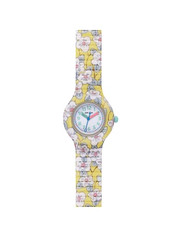Hip Hop Analoguhr flower power weiss