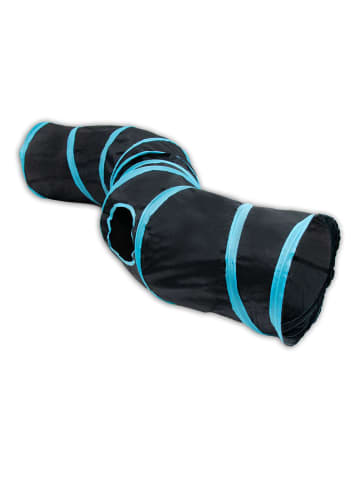 Intirilife Katzentunnel Katzenspielzeug Spielzeug Tunnel 120 cm Länge in Schwarz - Blau