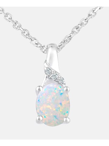 Diamant L'éternel Halskette mit Anhänger aus 375 Weißgold mit Diamant mit Opal