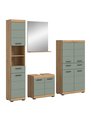 xonox.home Badkombination in Artisan Eiche/Salbei - (B) 186 x (H) 191 x (T) 34