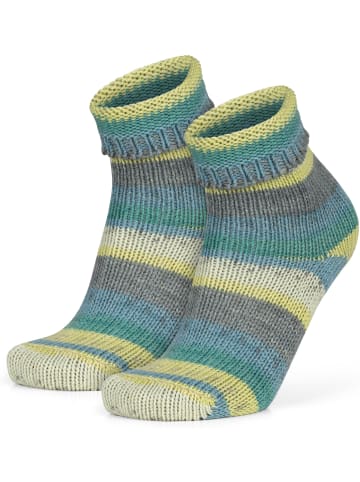 normani 2 Paar Gestrickte Wollsocken Bunt-geringelt in Blau