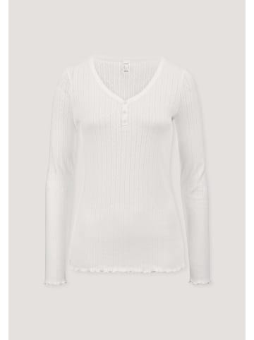 Hessnatur Pointelle Henley Schlafshirt in naturweiss