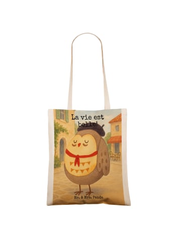 Mr. & Mrs. Panda Tasche Eule Frankreich Design mit Spruch in Weiß