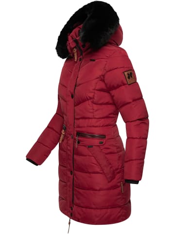 Navahoo Steppmantel Paula in Dark Red with black fur